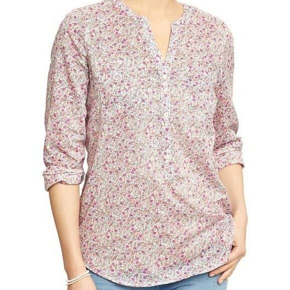 Old Navy Printed Ditsy Floral V Neck Popover Top Blouse Size Large - Picture 2 of 6